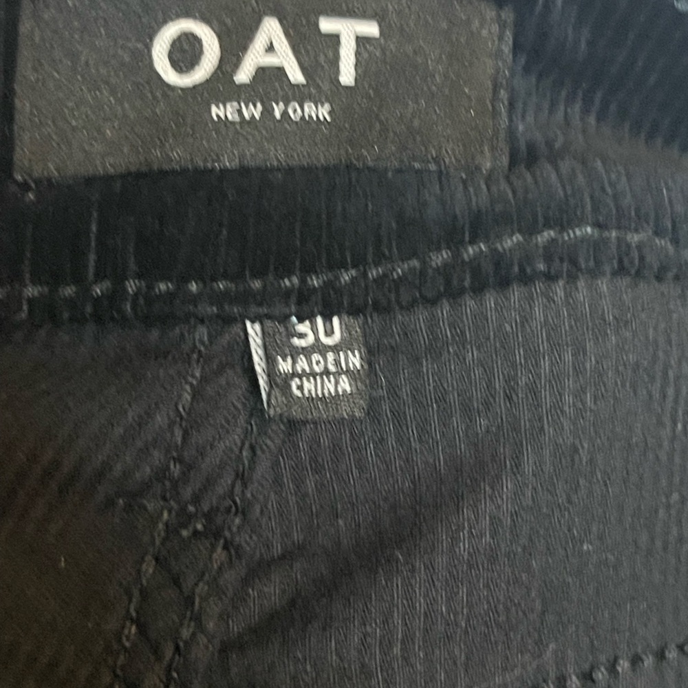 OAT NY women’s black corduroy high rise straight leg cropped raw hem pant sz 30 - Picture 4 of 9